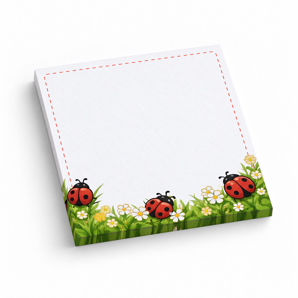 Grassy Meadow Ladybug 3x3 sticky notes, 50-sheet memo pad