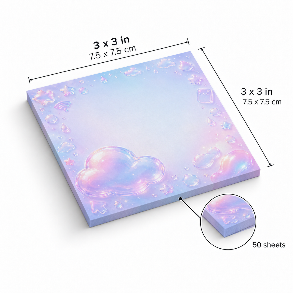 Pastel Cloud & Raindrop sticky notes, 3x3 in (7.5 x 7.5 cm), 50 sheets