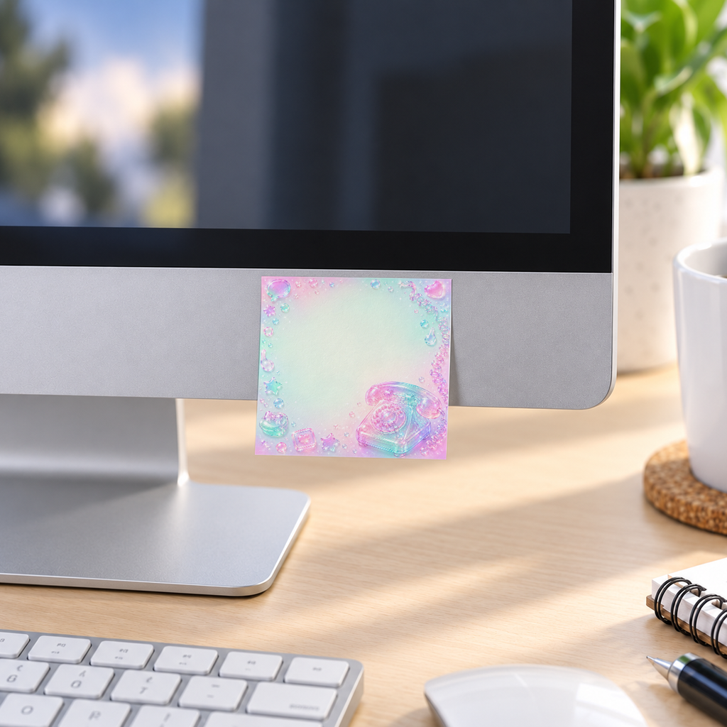 Retro Rotary Phone memo pad in an office or home workspace
