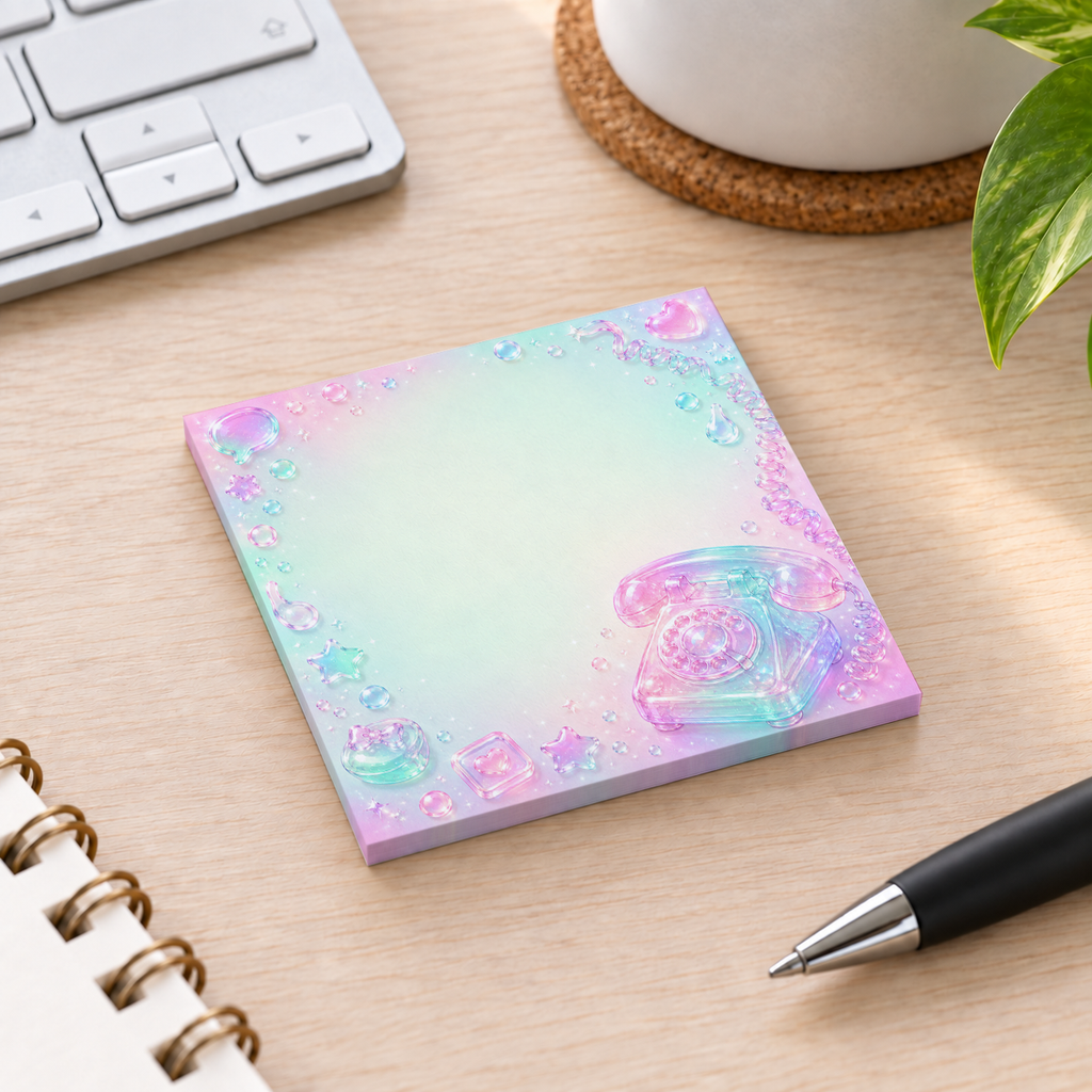 Close-up of Retro Rotary Phone sticky note design and writable area