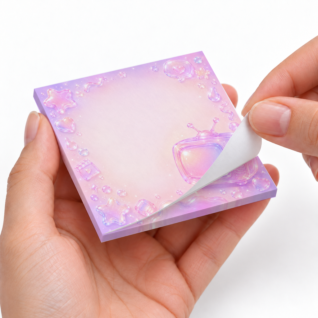 Pastel Retro TV sticky notes styled with a planner and desk accessories