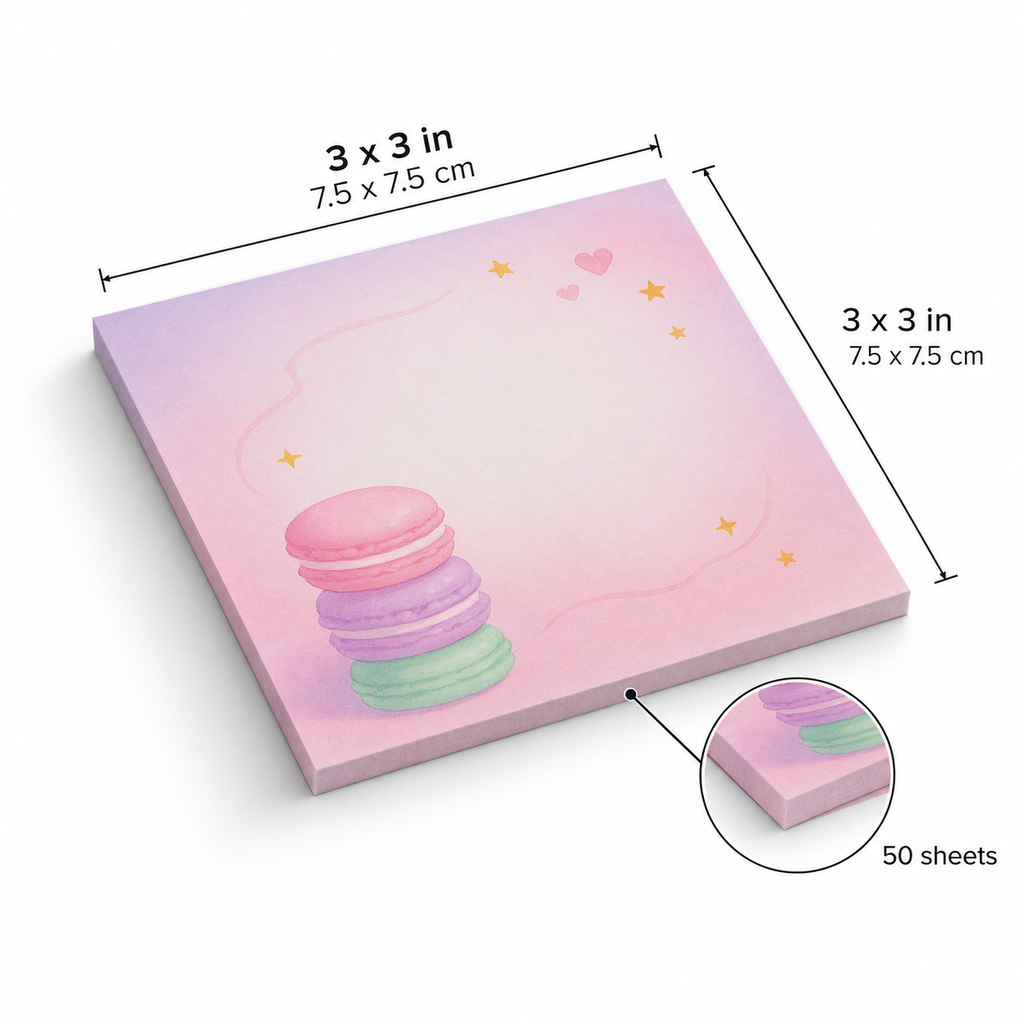 Stacked Macarons Watercolor sticky notes, 3x3 in (7.5 x 7.5 cm), 50 sheets
