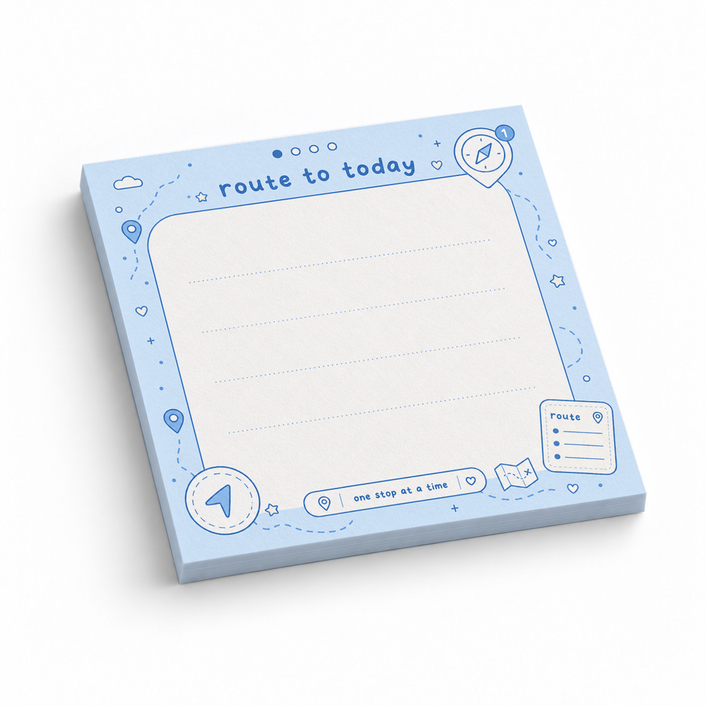 Route to Today Blue Navigation 3x3 sticky notes, 50-sheet memo pad