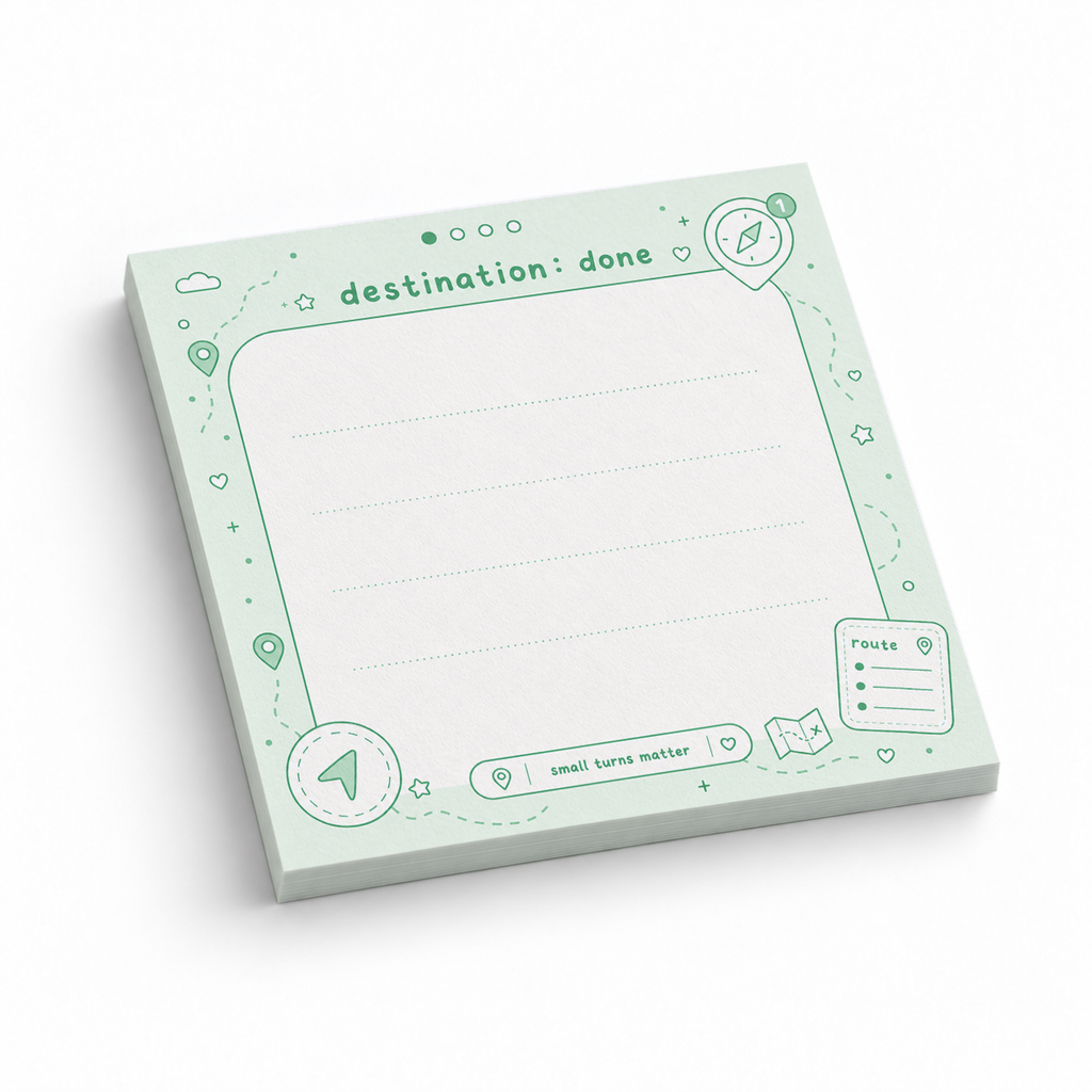 Destination Done Green Map 3x3 sticky notes, 50-sheet memo pad