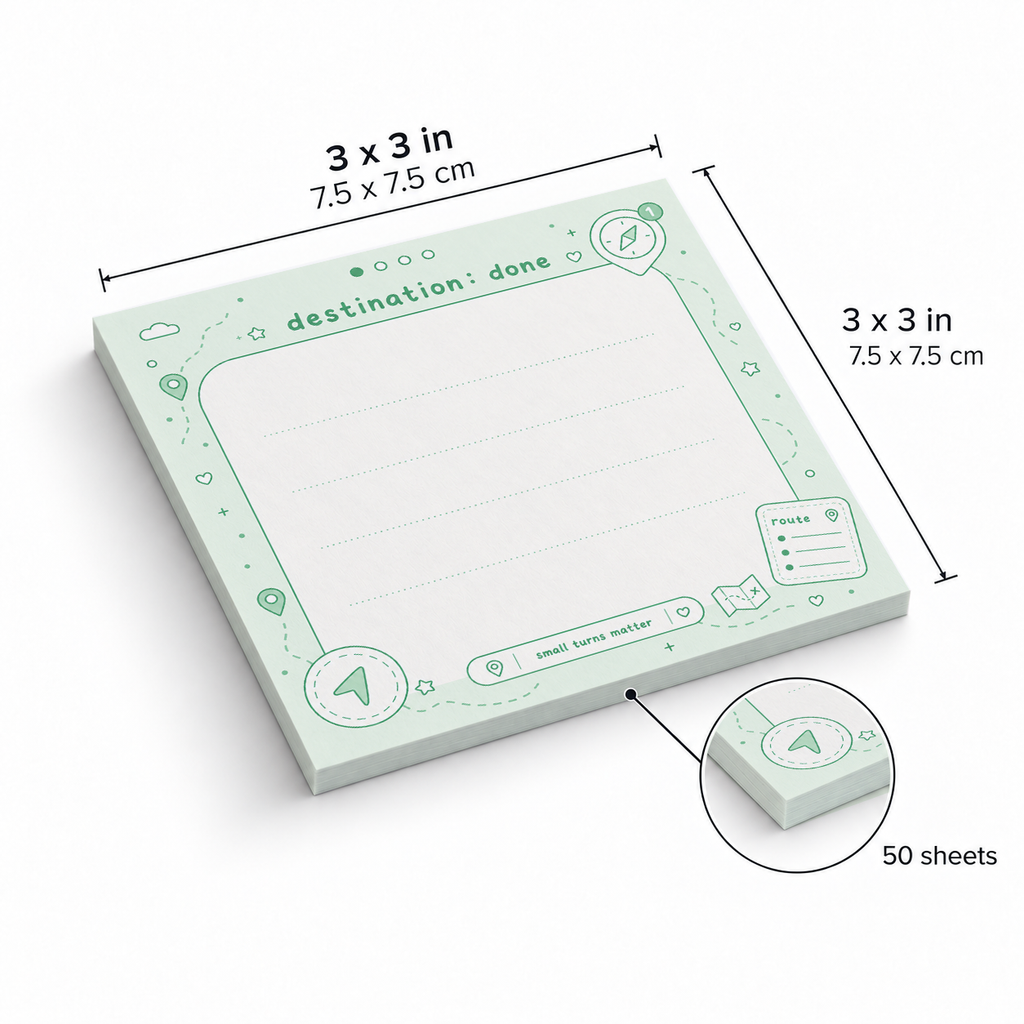 Destination Done Green Map sticky notes, 3x3 in (7.5 x 7.5 cm), 50 sheets