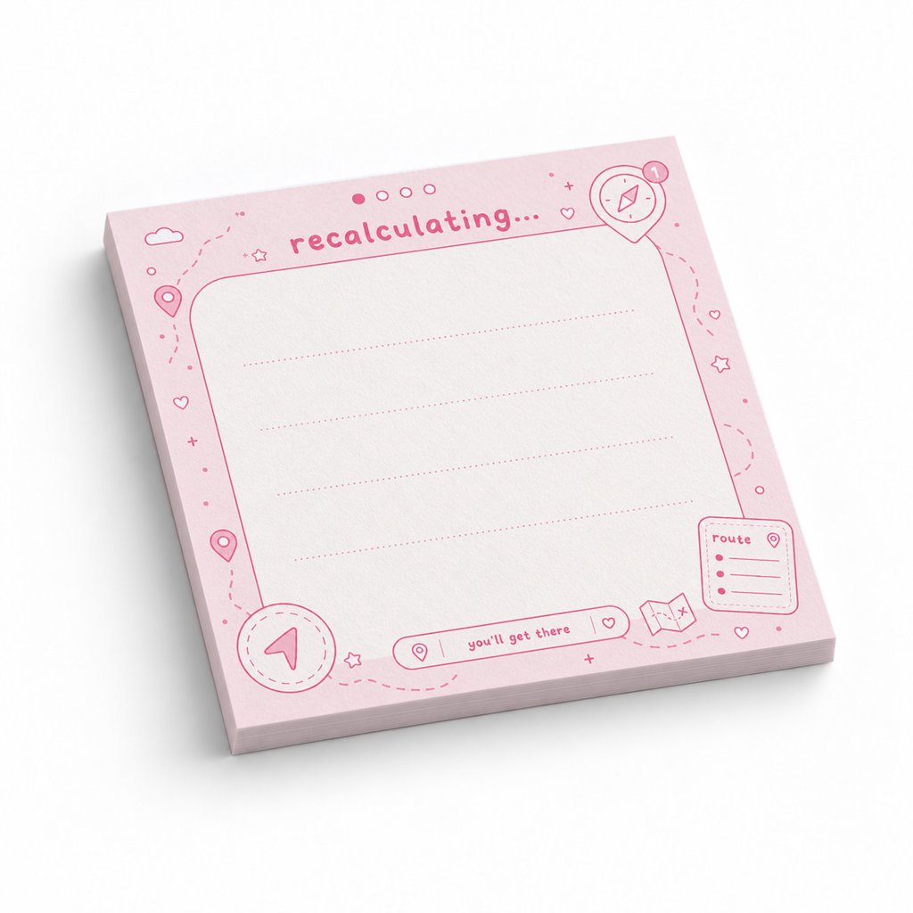 Recalculating Pink Navigation 3x3 sticky notes, 50-sheet memo pad
