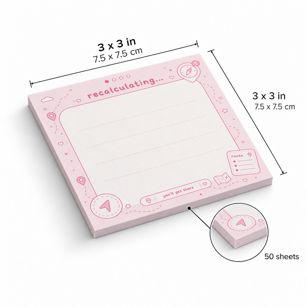 Recalculating Pink Navigation sticky notes, 3x3 in (7.5 x 7.5 cm), 50 sheets