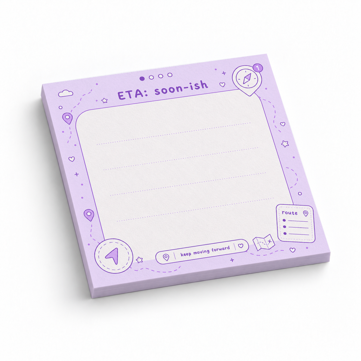 ETA Soon 3x3 sticky notes, 50-sheet memo pad