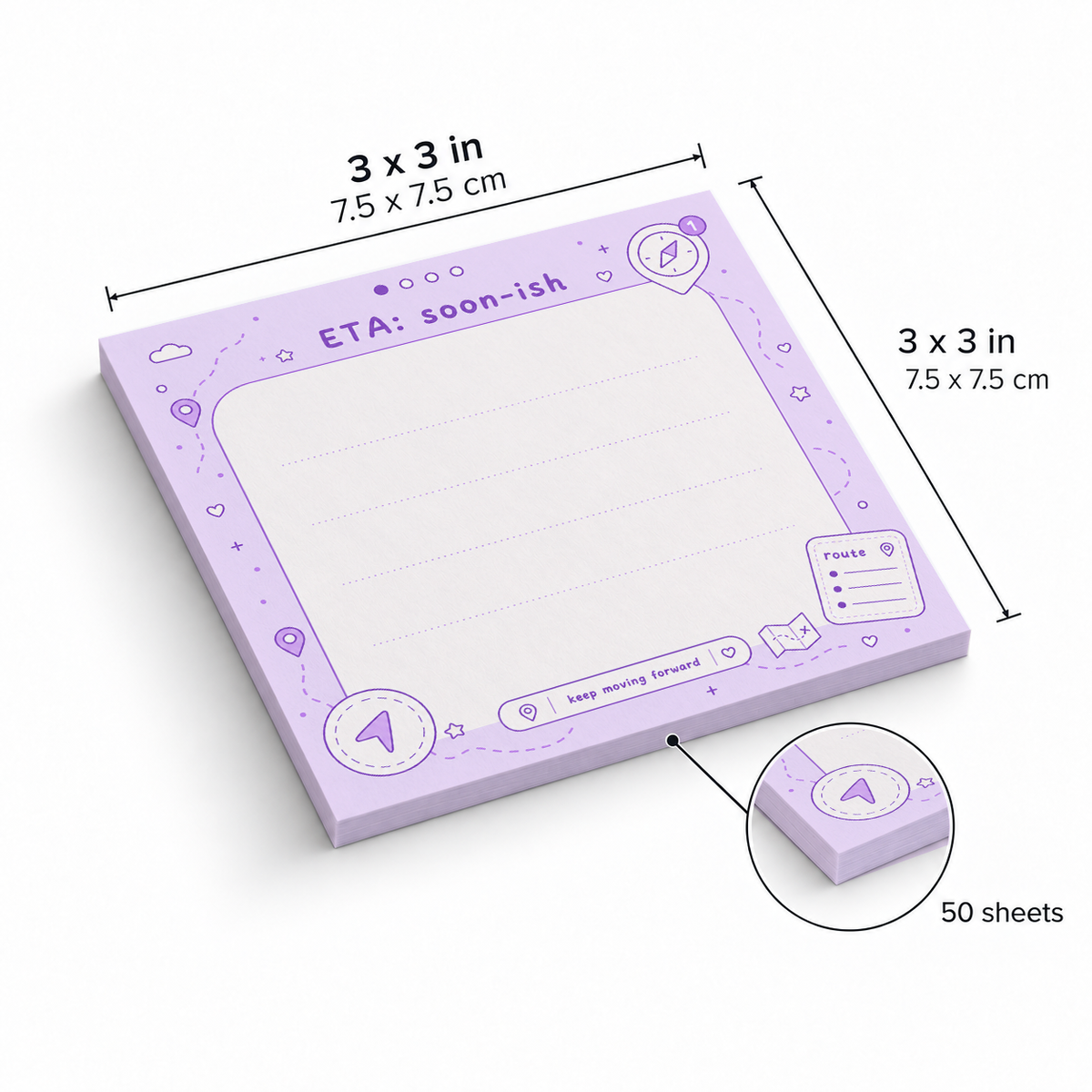 ETA Soon sticky notes, 3x3 in (7.5 x 7.5 cm), 50 sheets