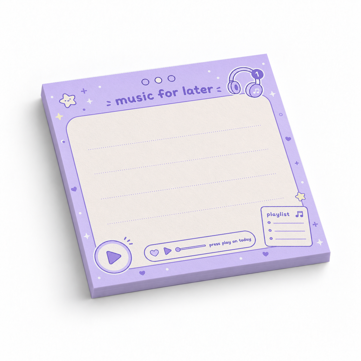 Purple Music Memo Pad - Music For Later 3x3 sticky notes, 50-sheet memo pad