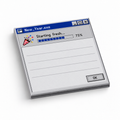 Retro New Year sticky note pad styled as a computer window with “Starting fresh... 73%,” a progress bar, and writing lines.
