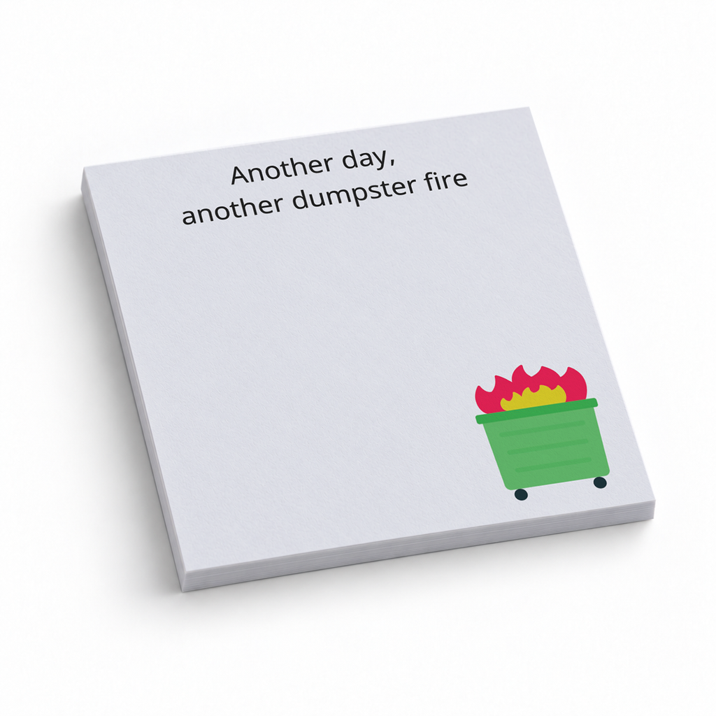 Dumpster Fire 3x3 sticky notes, 50-sheet memo pad