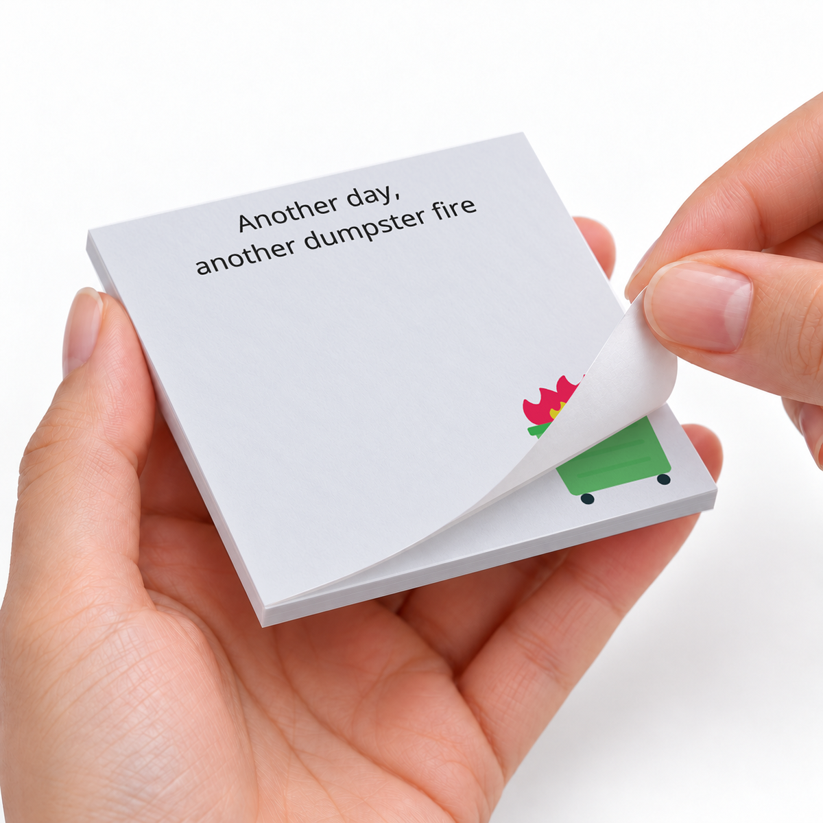 Dumpster Fire sticky notes styled with a planner and desk accessories