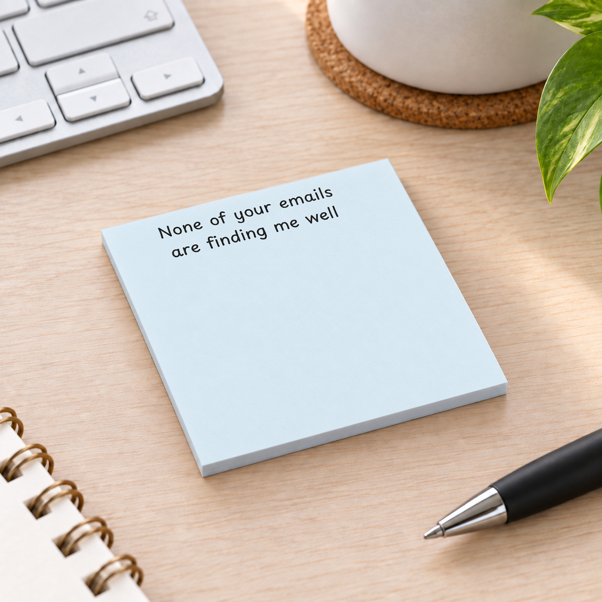 Close-up of Email Snark Funny sticky note design and writable area