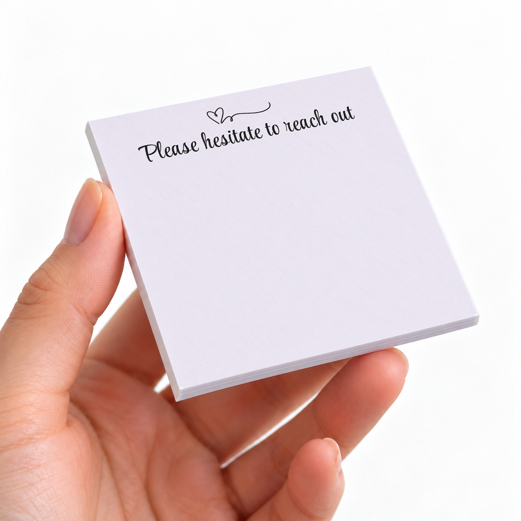 Please Hesitate Sarcastic sticky note pad on a desk with stationery
