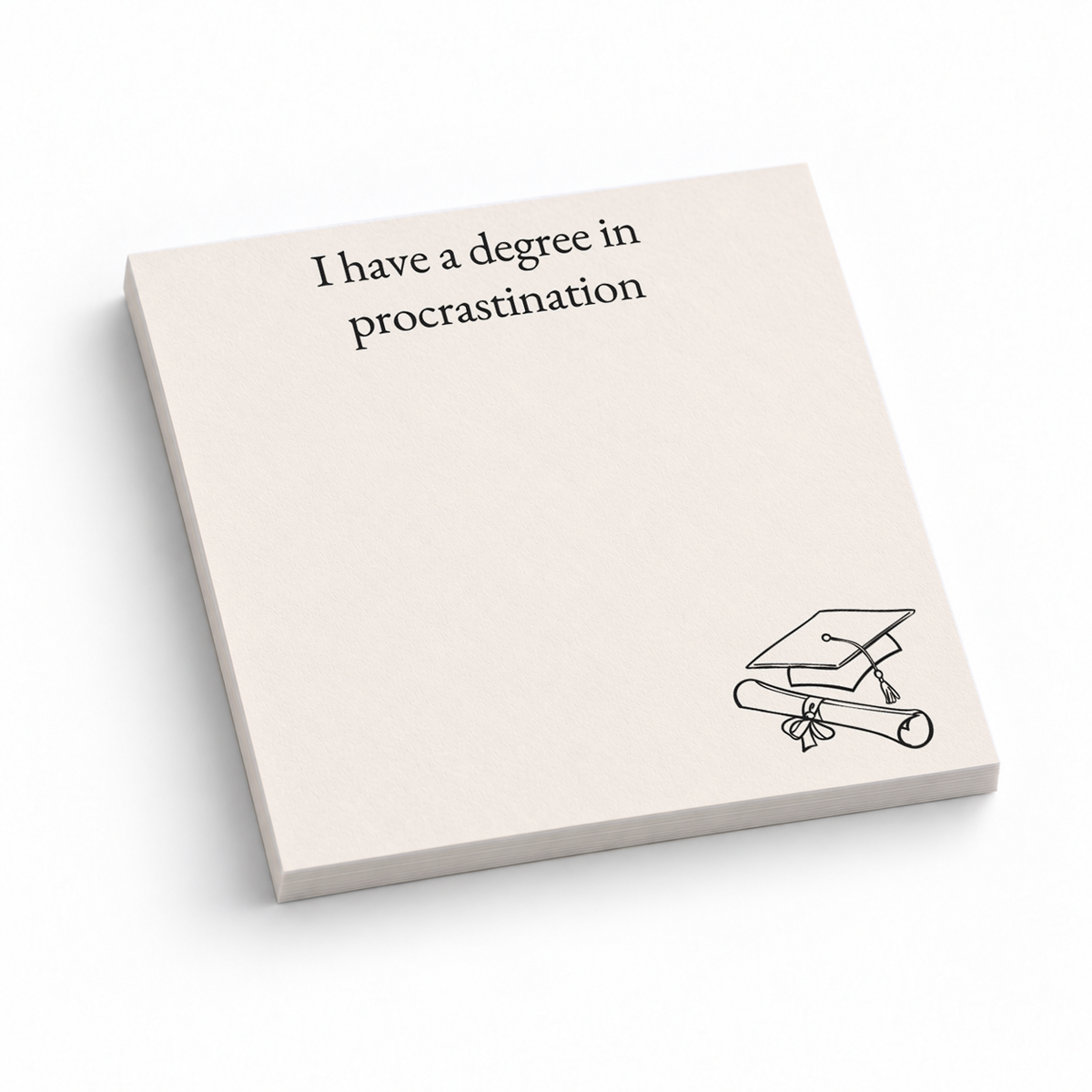 Degree in Procrastination 3x3 sticky notes, 50-sheet memo pad