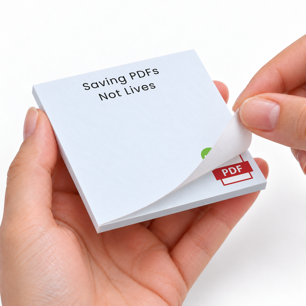 Saving PDFs Not Lives Funny Office sticky notes styled with a planner and desk accessories
