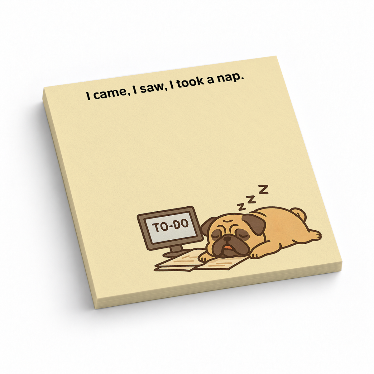 "I Took A Nap" Sleeping Pug 3x3 sticky notes, 50-sheet memo pad