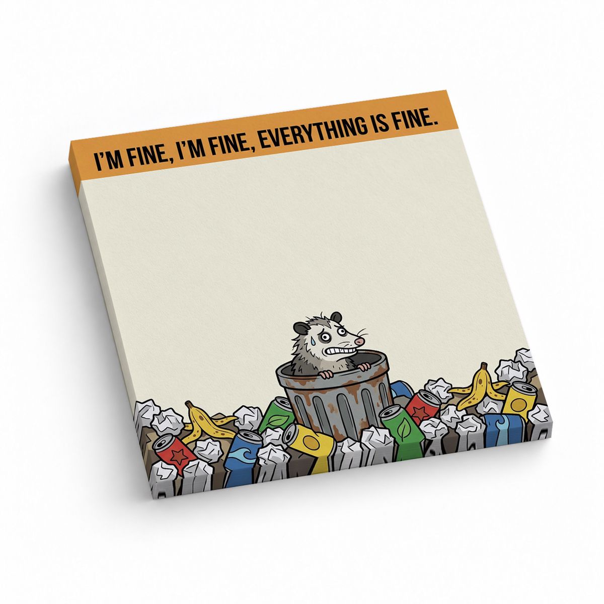 I'm Fine Opossum 3x3 sticky notes, 50-sheet memo pad
