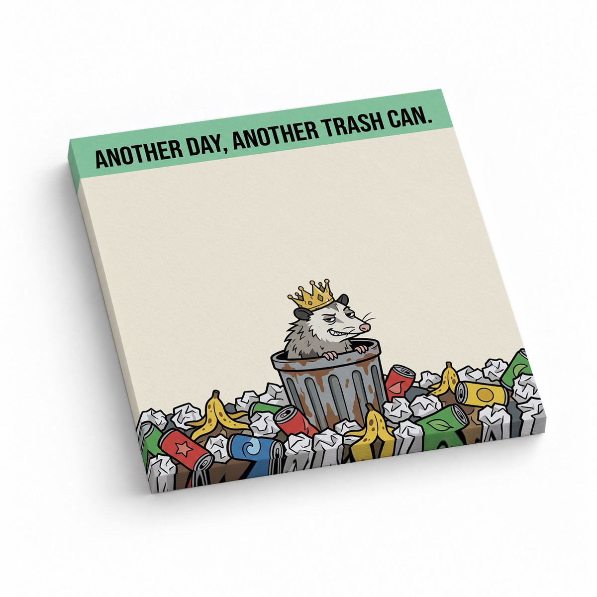 Trash Can King Opossum 3x3 sticky notes, 50-sheet memo pad