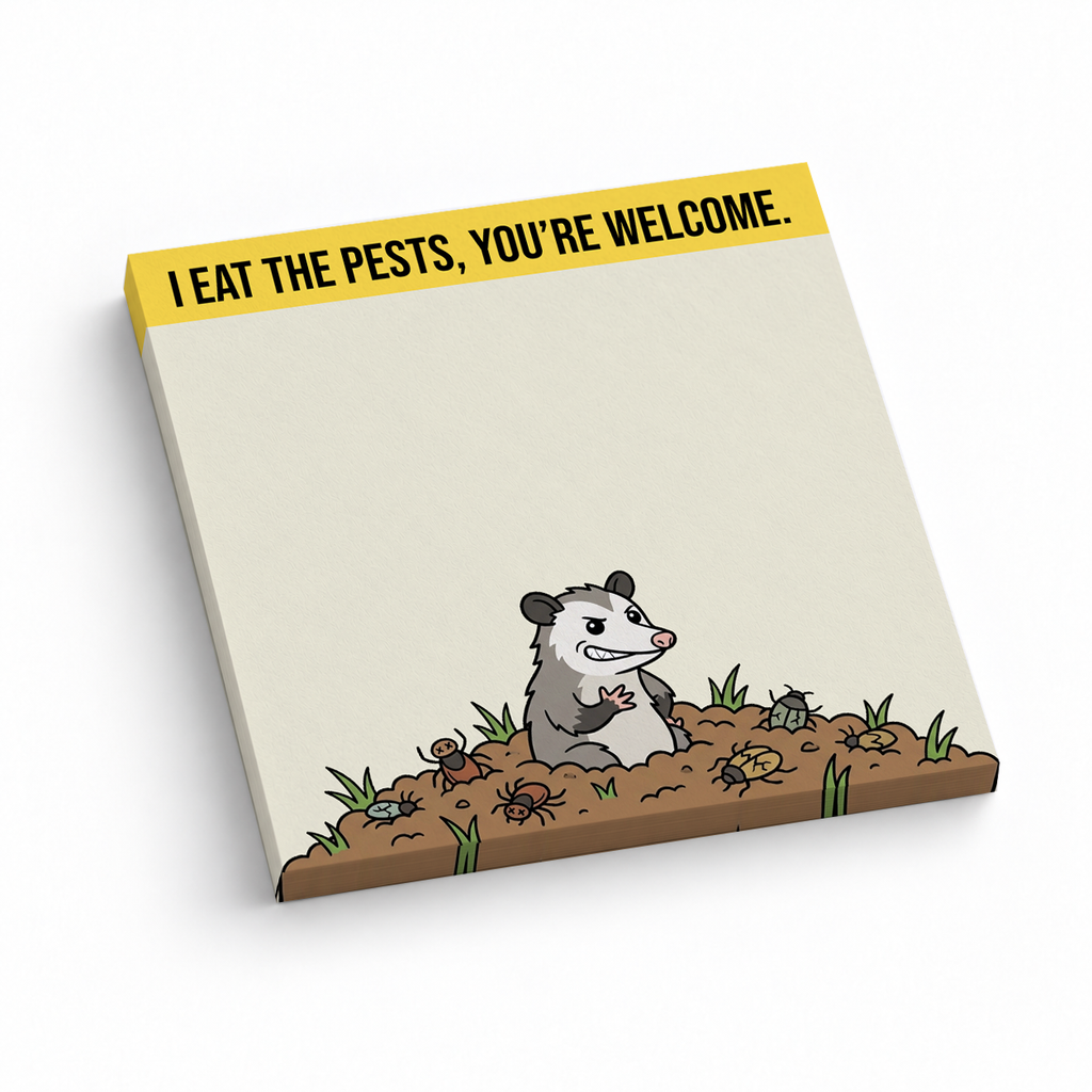 Funny Opossum Eating Pests 3x3 sticky notes, 50-sheet memo pad
