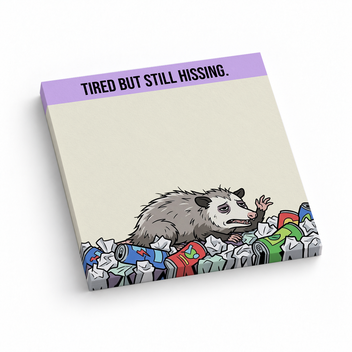 Tired But Still Hissing Opossum 3x3 sticky notes, 50-sheet memo pad
