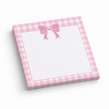 Pink Gingham Top Bow 3x3 sticky notes, 50-sheet memo pad