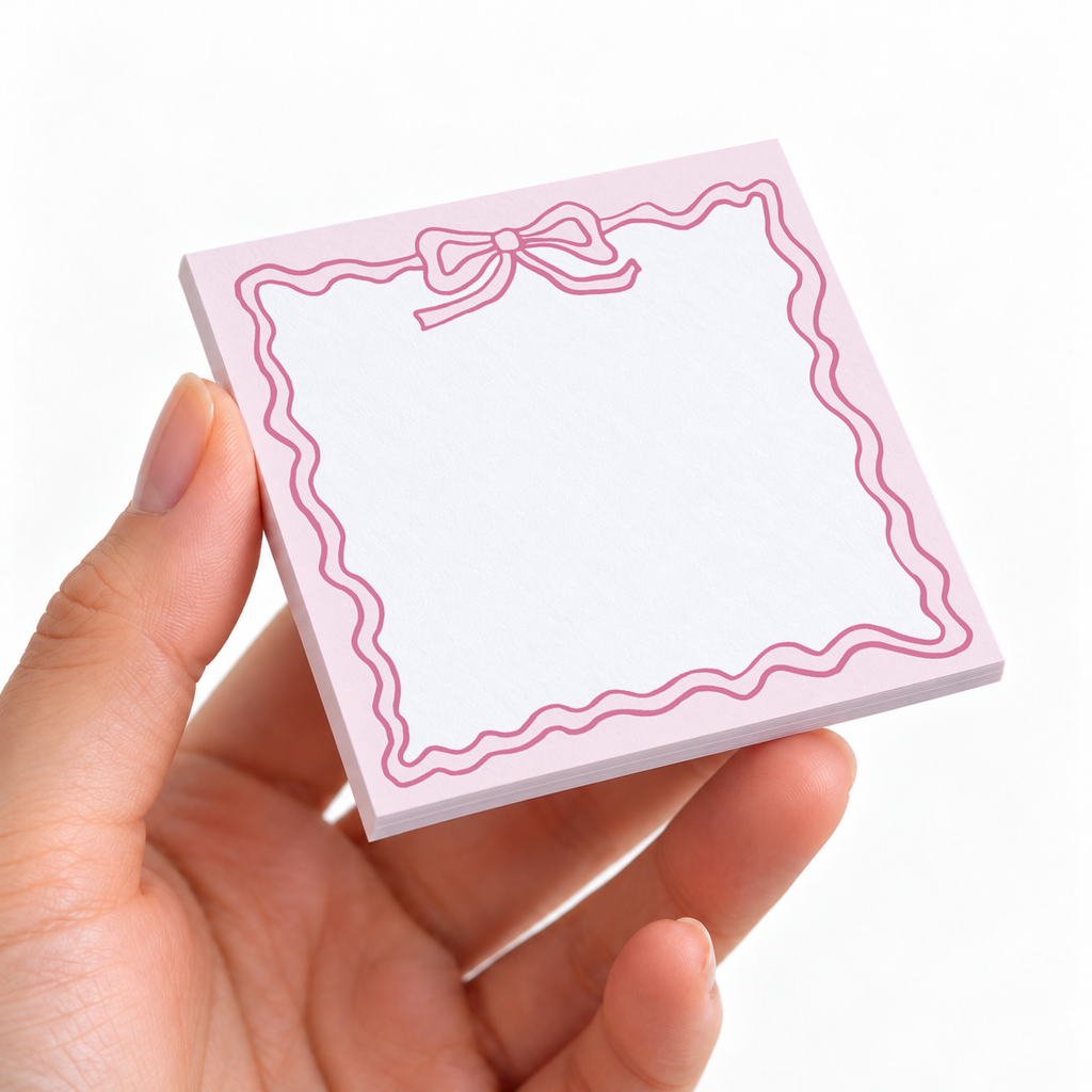 Wavy Hand sticky note pad on a desk with stationery