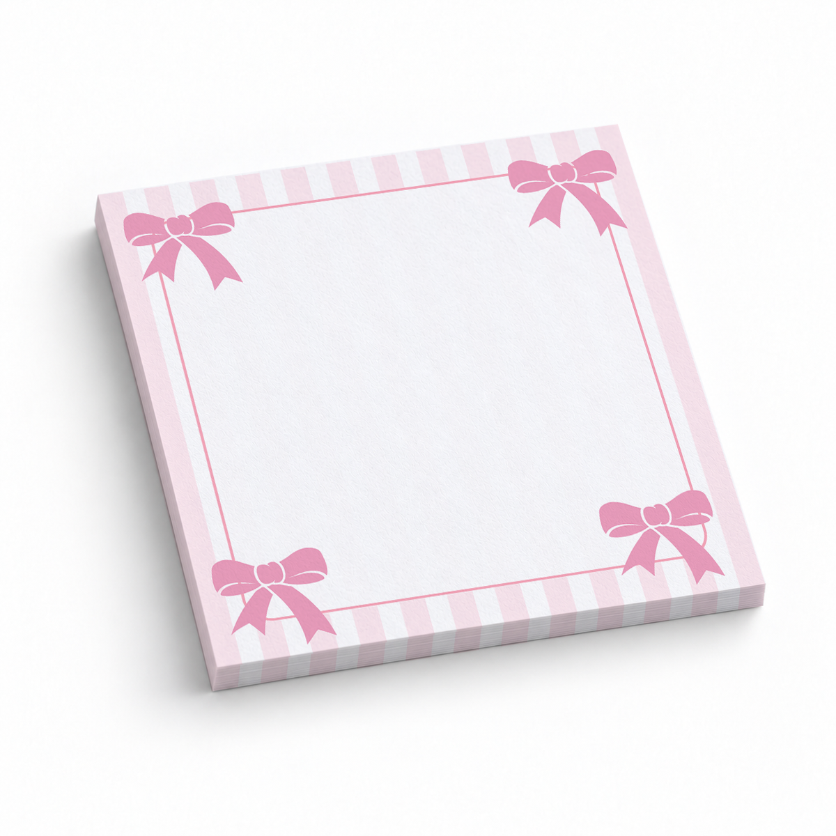 Pink Striped Corner Bows 3x3 sticky notes, 50-sheet memo pad