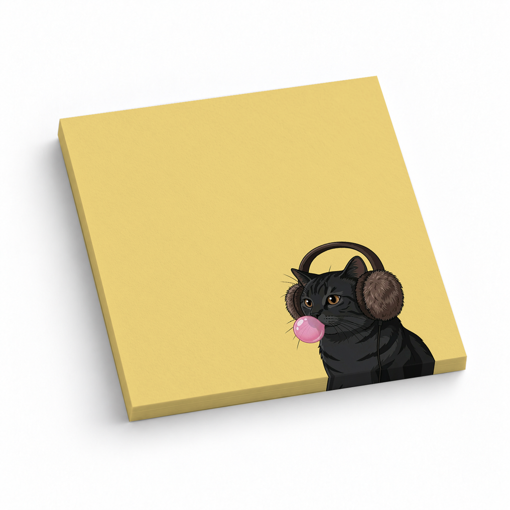 Black Cat Bubblegum 3x3 sticky notes, 50-sheet memo pad
