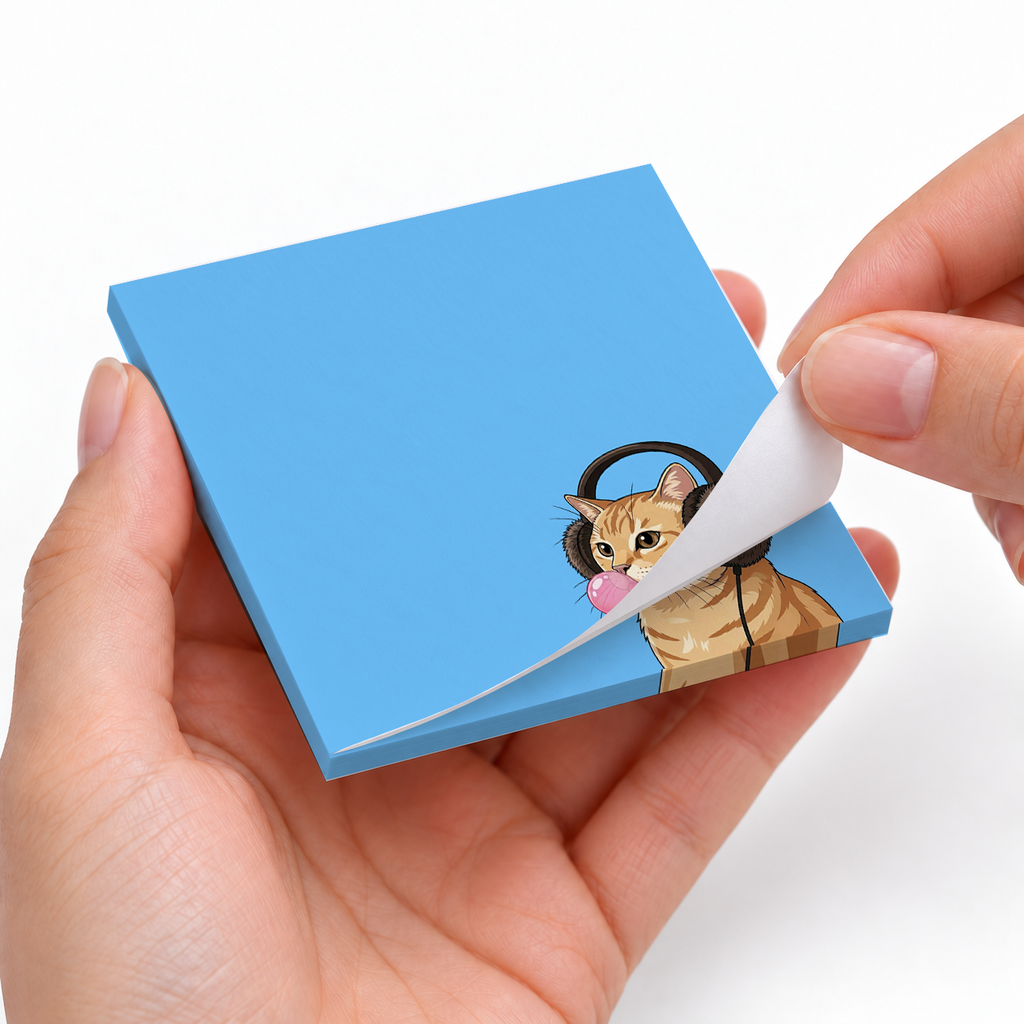 Orange Tabby Cat sticky notes styled with a planner and desk accessories