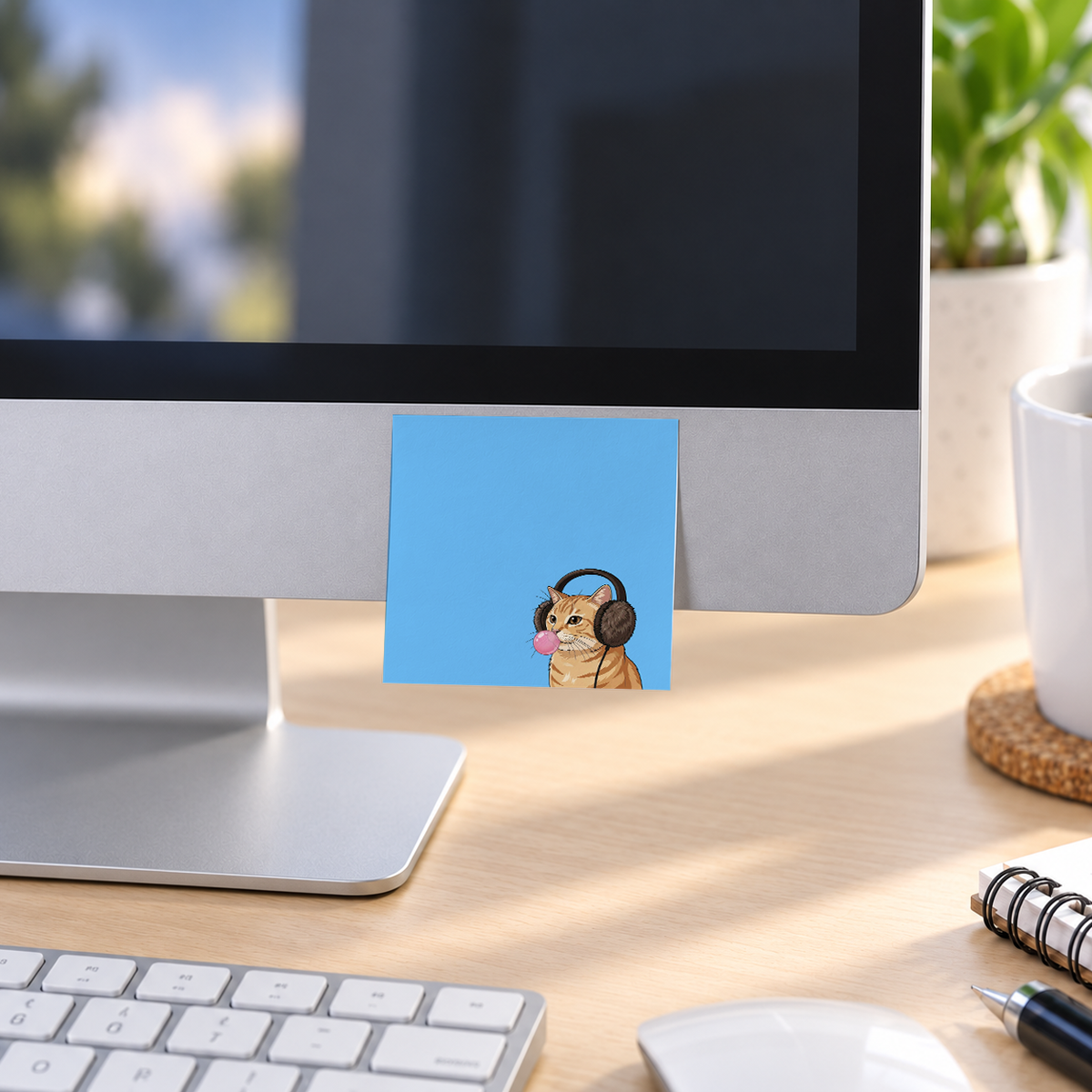 Orange Tabby Cat memo pad in an office or home workspace