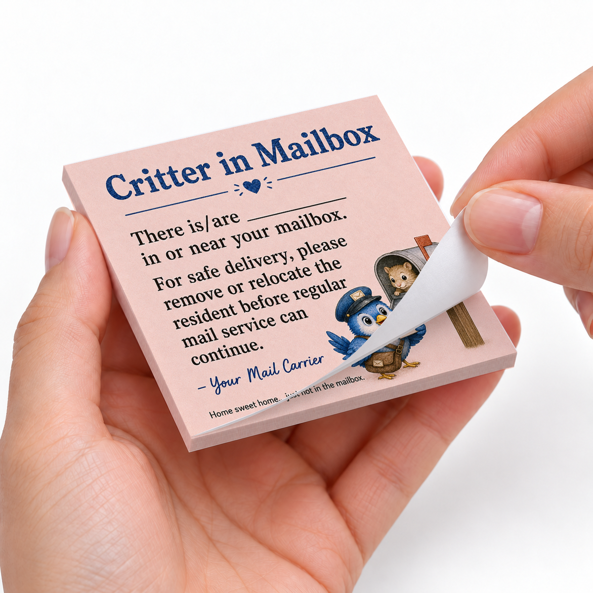 Critter in Mailbox Mail Carrier sticky notes styled with a planner and desk accessories