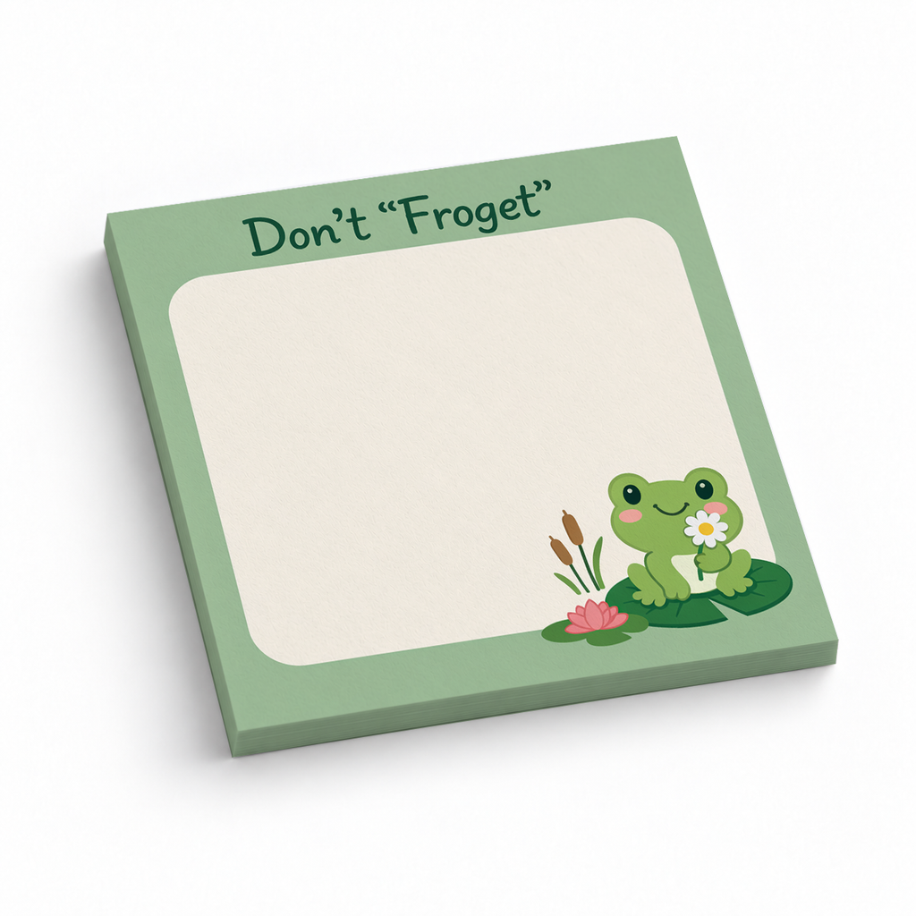 Don't Froget Frog Pun 3x3 sticky notes, 50-sheet memo pad