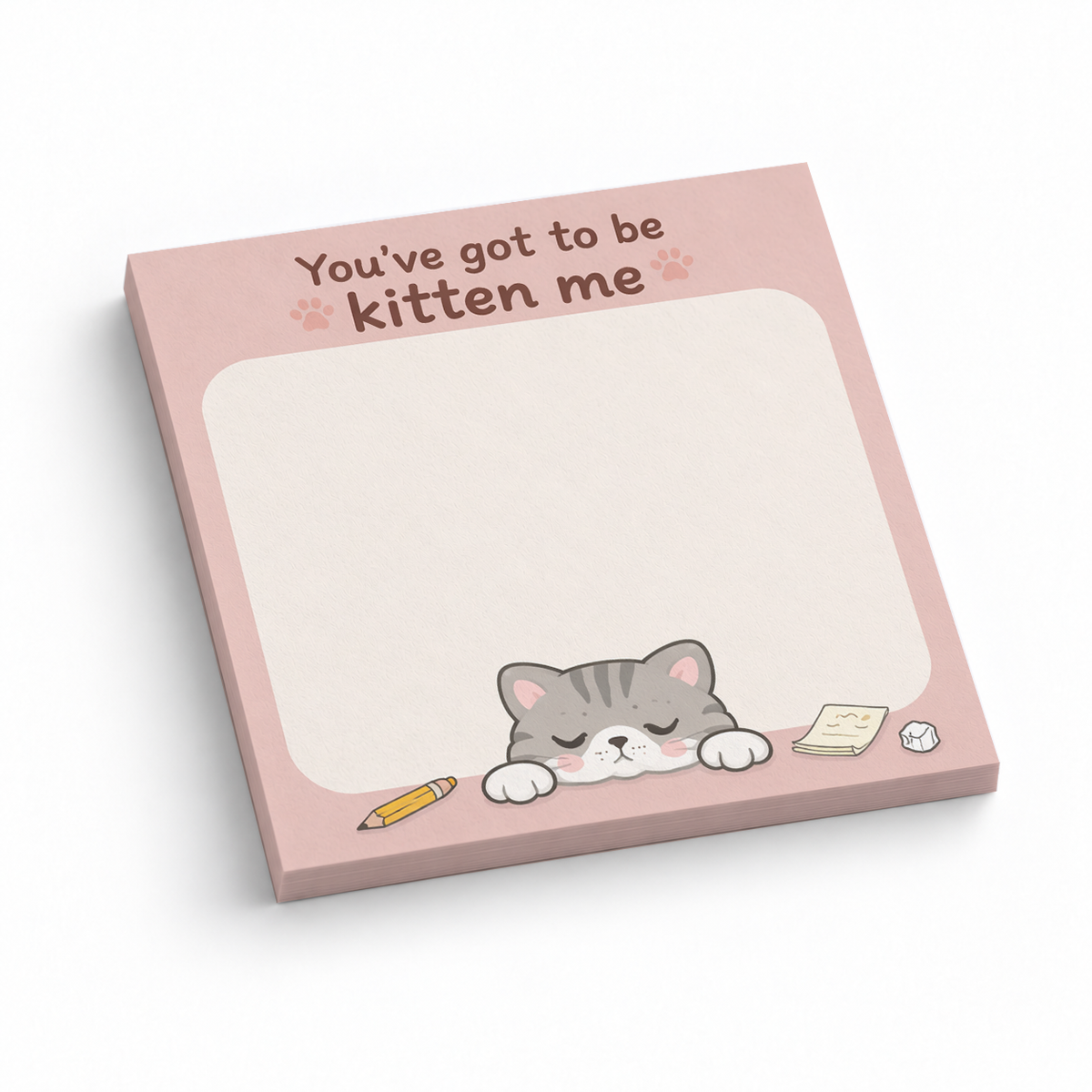 Kitten Me Cat Pun 3x3 sticky notes, 50-sheet memo pad