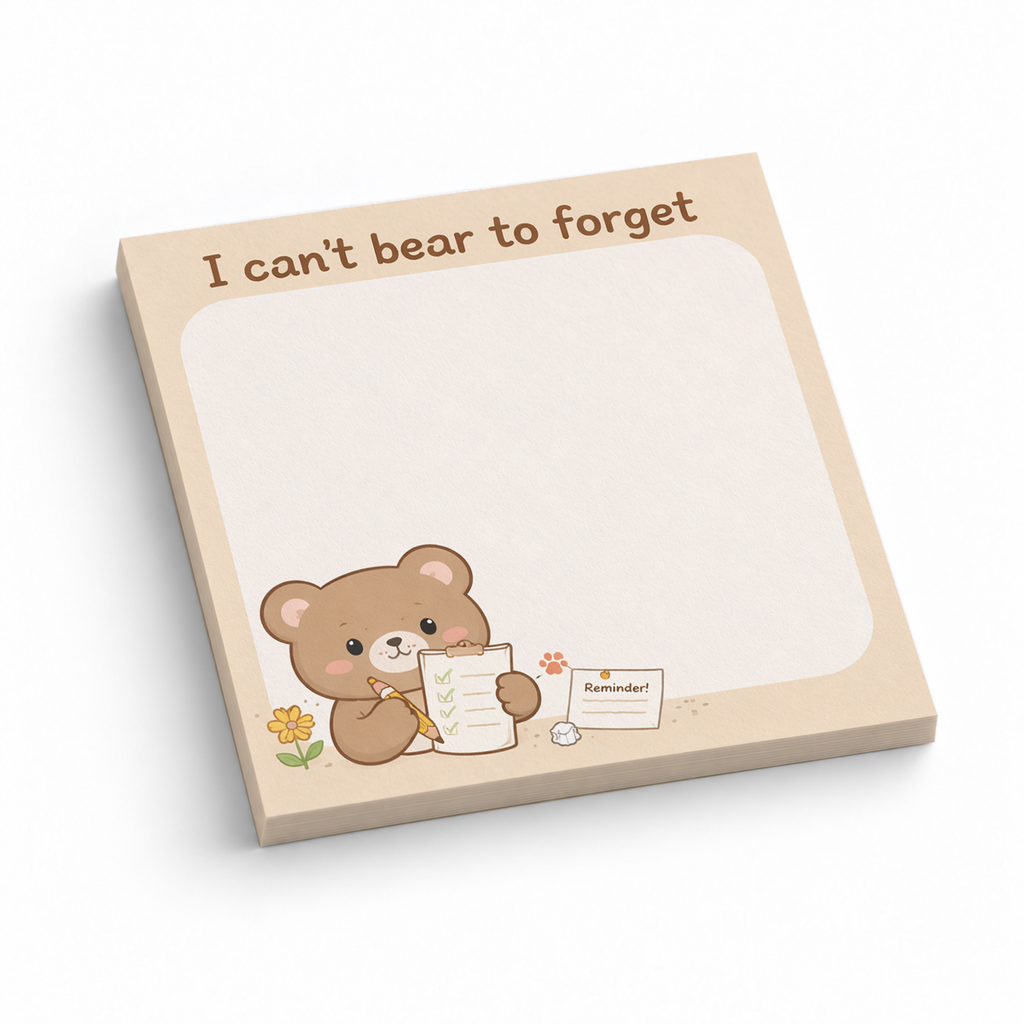 I Can't Bear To Forget 3x3 sticky notes, 50-sheet memo pad