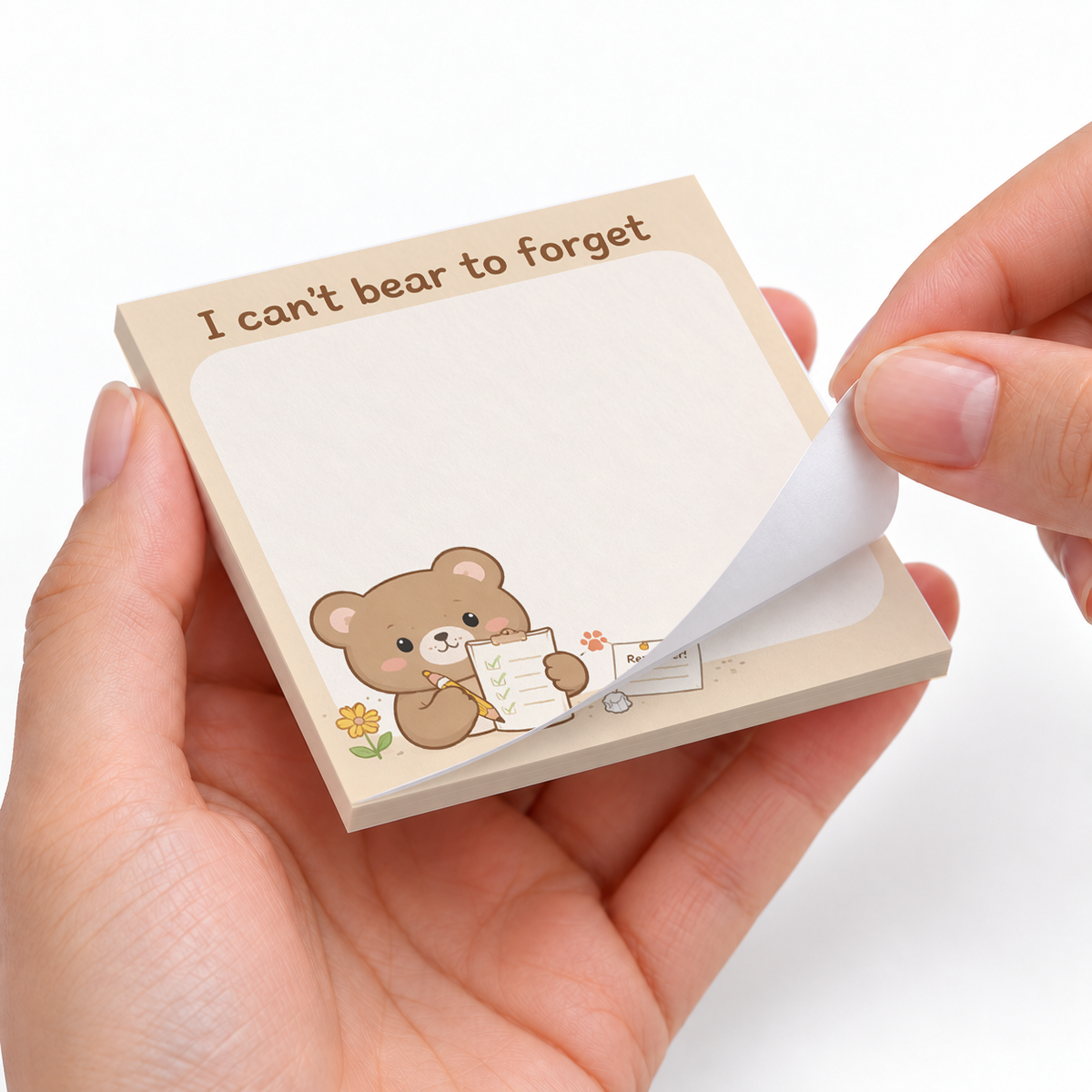 I Can't Bear To Forget sticky notes styled with a planner and desk accessories