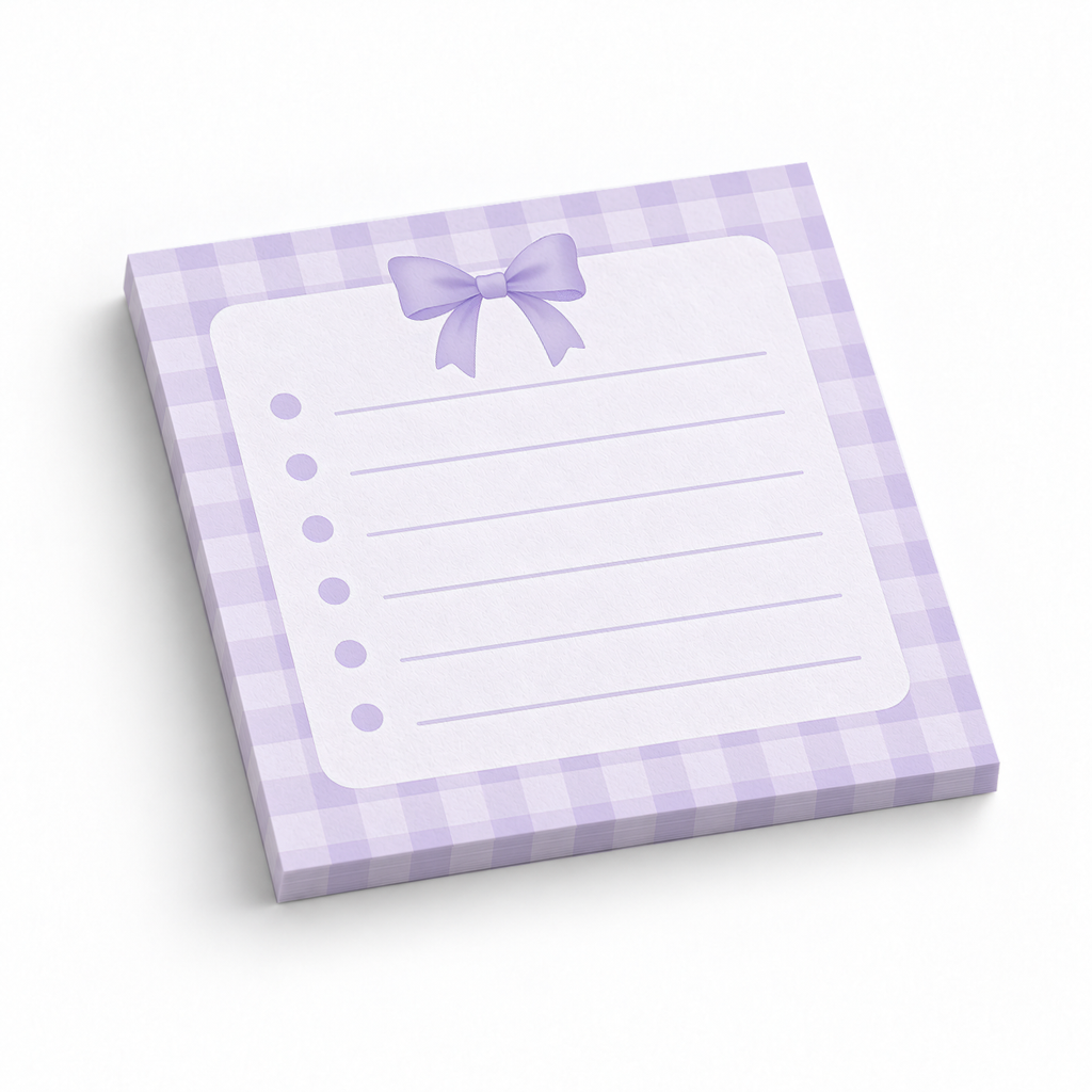Top Bow Gingham 3x3 sticky notes, 50-sheet memo pad