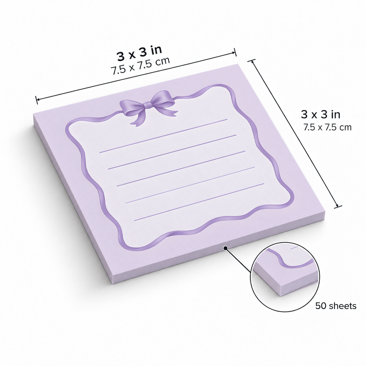 Wavy Ribbon Border sticky notes, 3x3 in (7.5 x 7.5 cm), 50 sheets