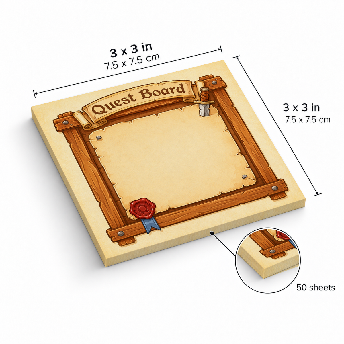 Dagger Quest Board sticky notes, 3x3 in (7.5 x 7.5 cm), 50 sheets