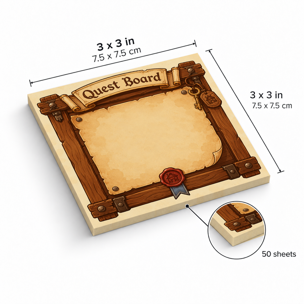 Tavern Key Quest Board sticky notes, 3x3 in (7.5 x 7.5 cm), 50 sheets