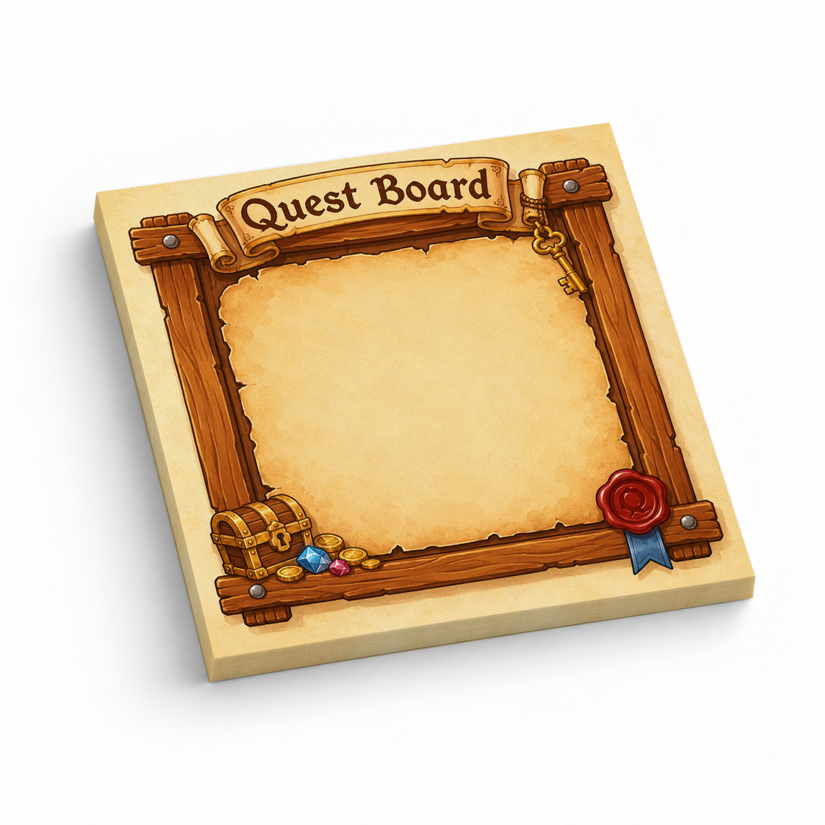 Treasure Chest Quest Board 3x3 sticky notes, 50-sheet memo pad