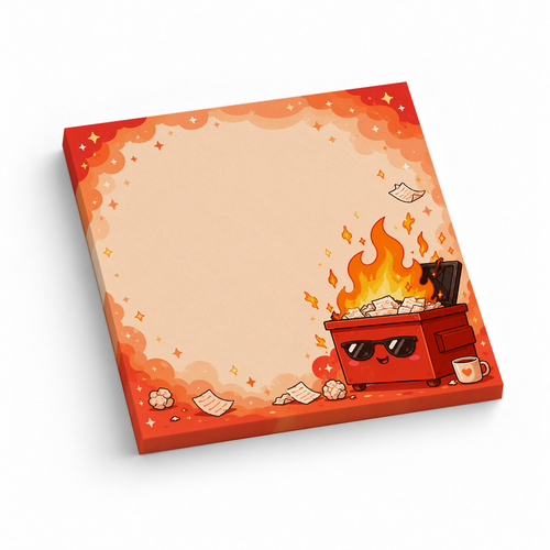 Cool Red Dumpster Fire 3x3 sticky notes, 50-sheet memo pad