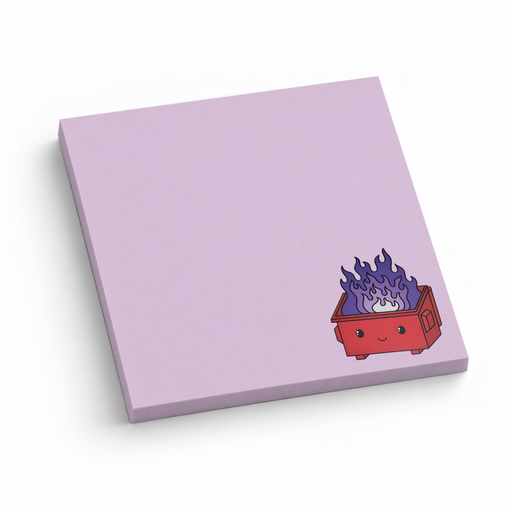 Red Dumpster Fire 3x3 sticky notes, 50-sheet memo pad