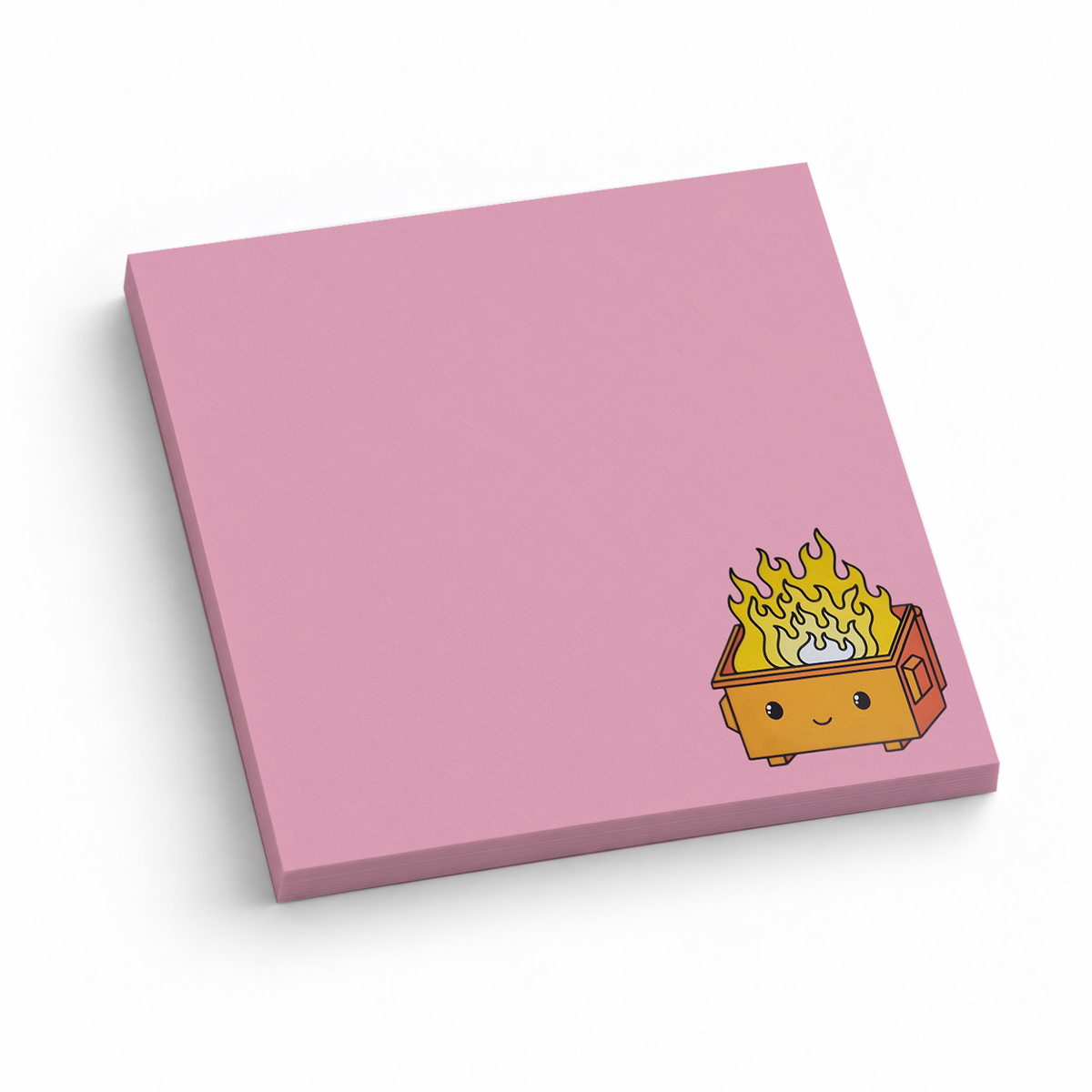 Orange Dumpster Fire 3x3 sticky notes, 50-sheet memo pad