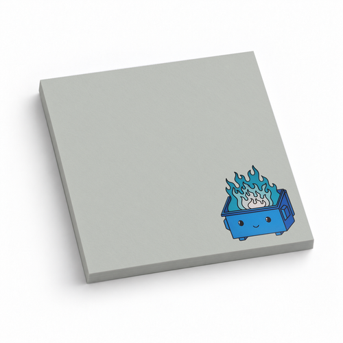 Blue Dumpster Fire 3x3 sticky notes, 50-sheet memo pad