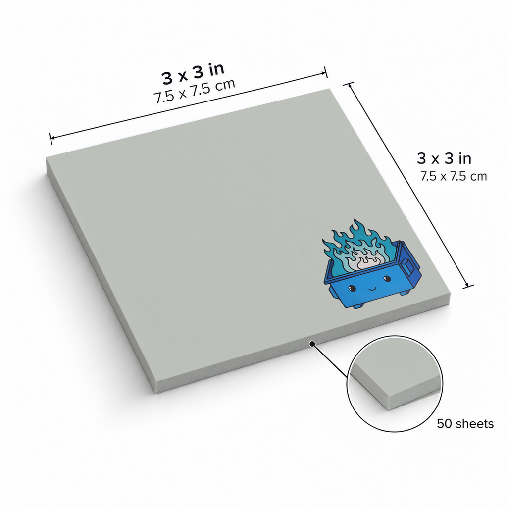 Blue Dumpster Fire sticky notes, 3x3 in (7.5 x 7.5 cm), 50 sheets