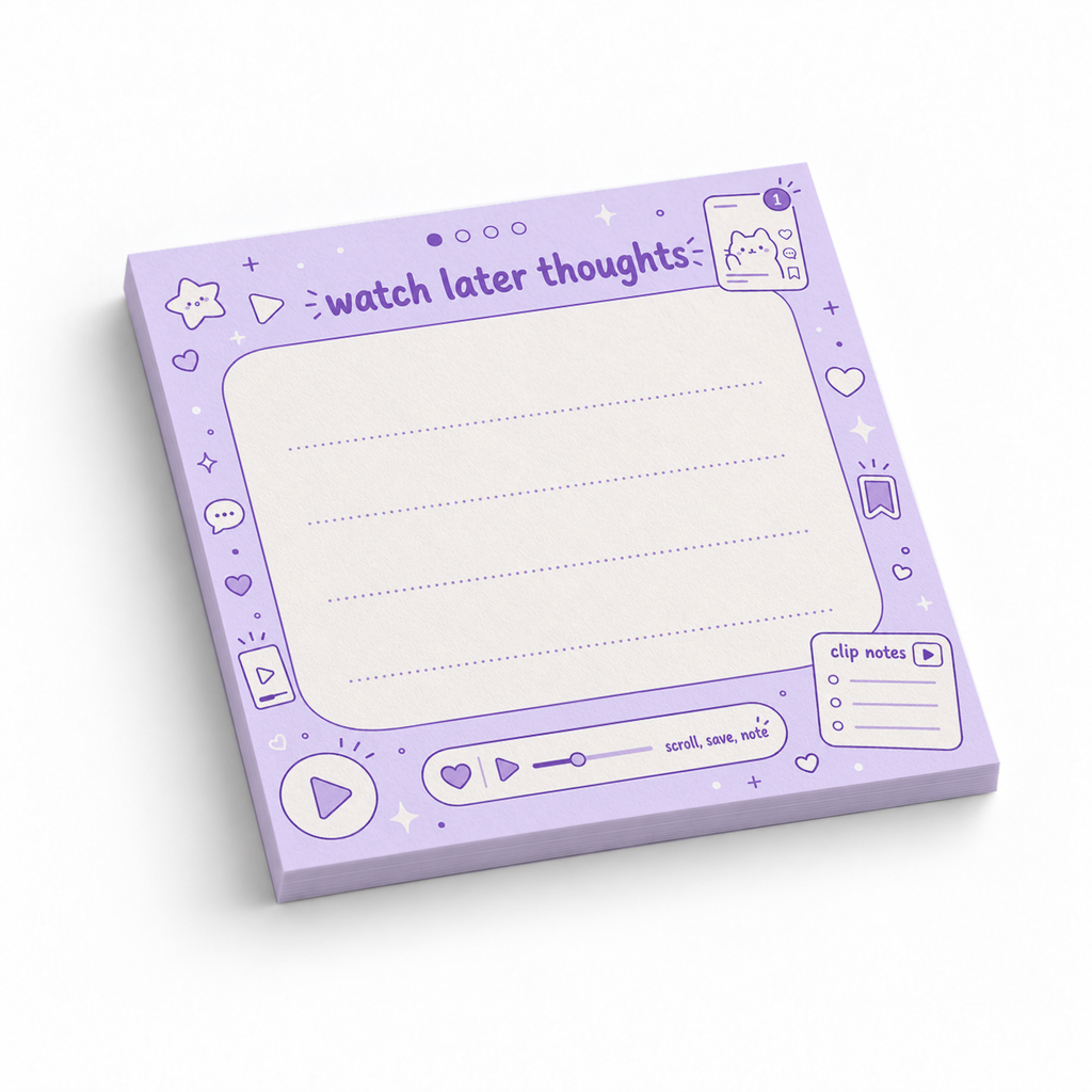 Purple Watch Later Thoughts 3x3 sticky notes, 50-sheet memo pad
