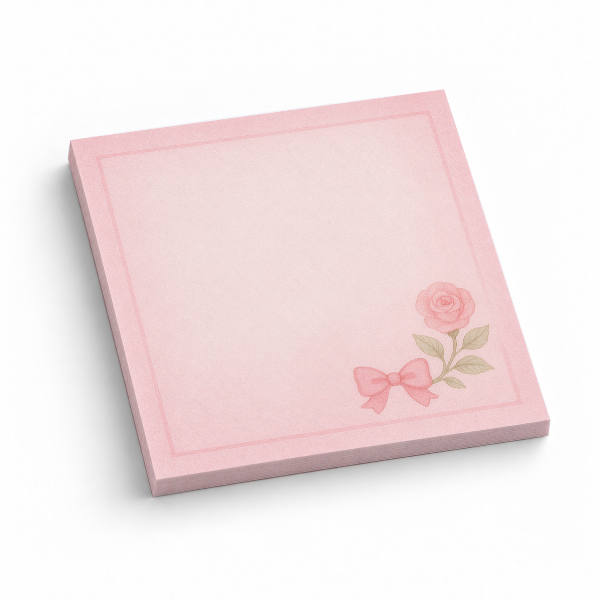 Single Rose & Bow 3x3 sticky notes, 50-sheet memo pad