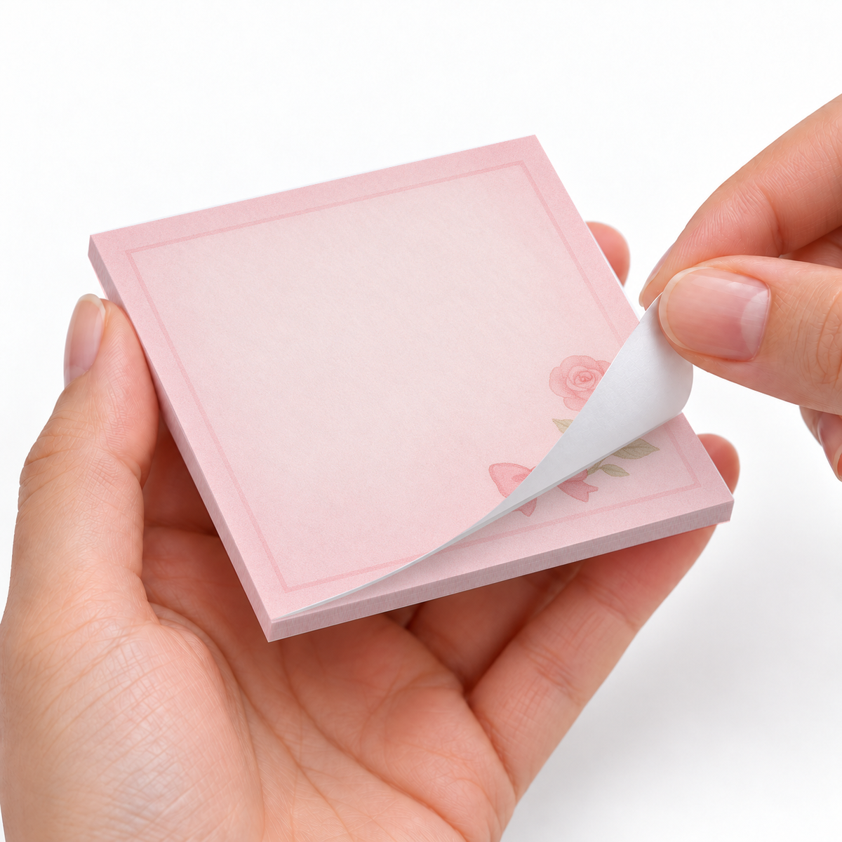 Single Rose & Bow sticky notes styled with a planner and desk accessories